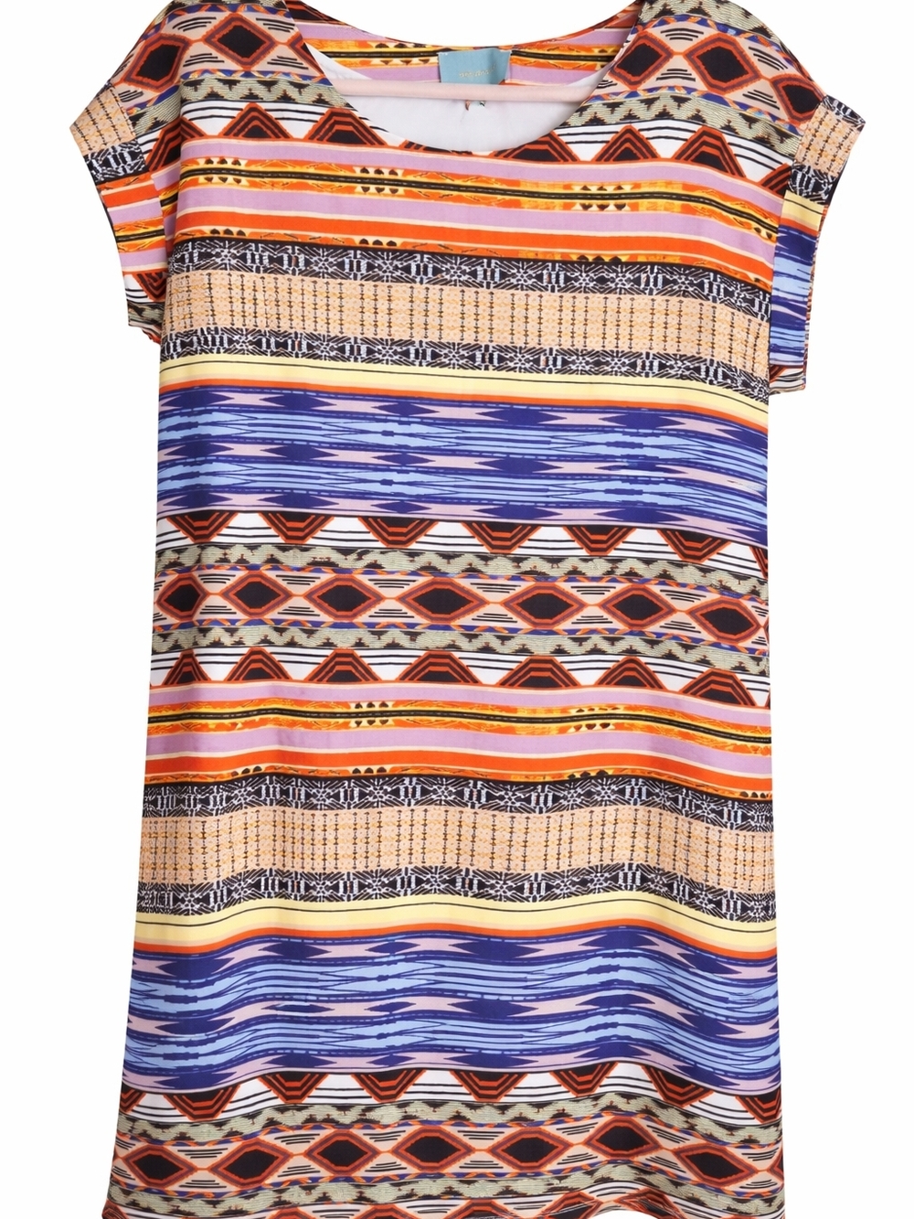 Skies Are Blue Multicolor Striped Boho Aztec Midi Dress Small